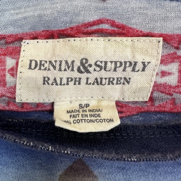 Ralph Lauren Denim & Supply Shirt Women's Petite Small Blue Red‎ Aztec Native - Picture 4 of 9